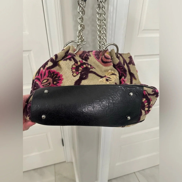 Glenda Gies Vintage Floral Chenille Tapestry Burnout Large Handbag Shoulder Bag - Picture 3 of 11